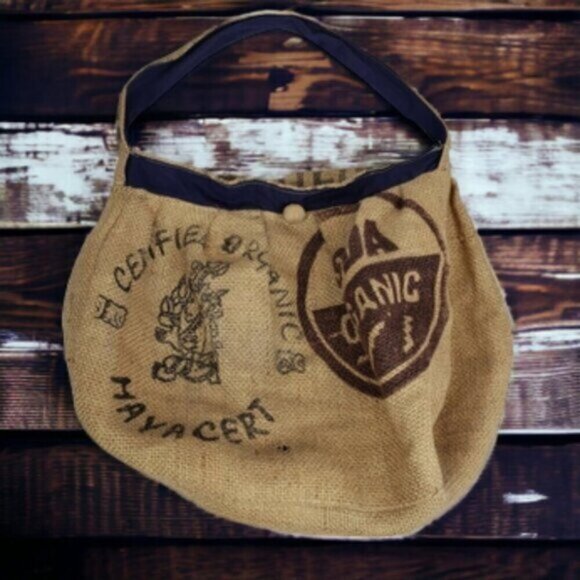 Burlap Coffee Sack Shoulder Bag Lined Unique Hippie Boho Free Spirit Graphic - Picture 16 of 16